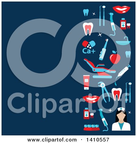 Clipart of a Flat Design Dental Background with Icons - Royalty Free Vector Illustration by Vector Tradition SM