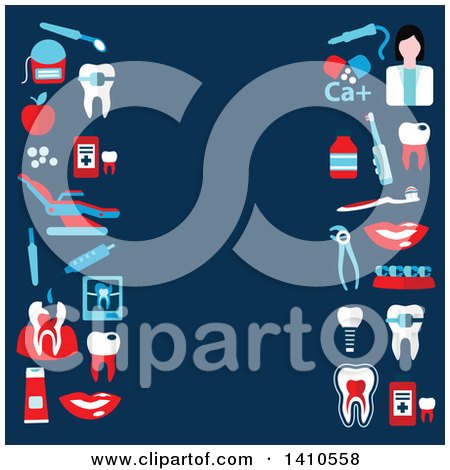 Clipart of a Flat Design Dental Background with Icons - Royalty Free Vector Illustration by Vector Tradition SM