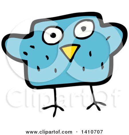 Clipart of a Cartoon Blue Owl - Royalty Free Vector Illustration by lineartestpilot
