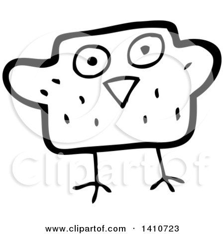 Clipart of a Cartoon Black and White Lineart Owl - Royalty Free Vector Illustration by lineartestpilot