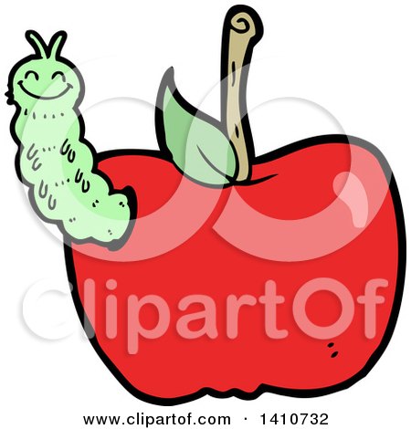 Clipart of a Cartoon Worm in an Apple - Royalty Free Vector Illustration by lineartestpilot