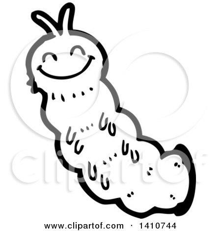 Clipart of a Cartoon Black and White Lineart Caterpillar - Royalty Free Vector Illustration by lineartestpilot