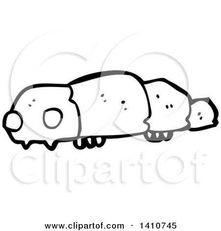 Clipart of a Cartoon Black and White Lineart Caterpillar - Royalty Free Vector Illustration by lineartestpilot