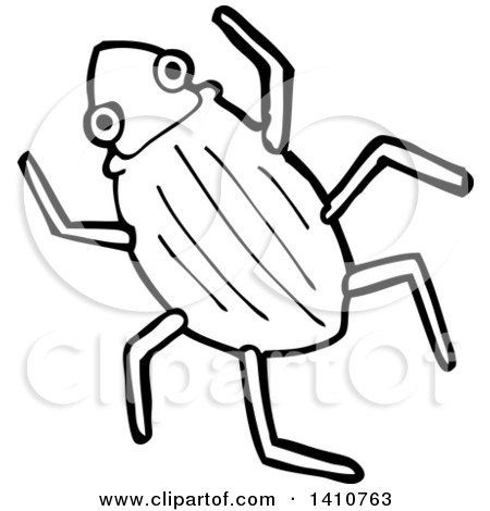 Clipart of a Cartoon Black and White Lineart Beetle - Royalty Free Vector Illustration by lineartestpilot