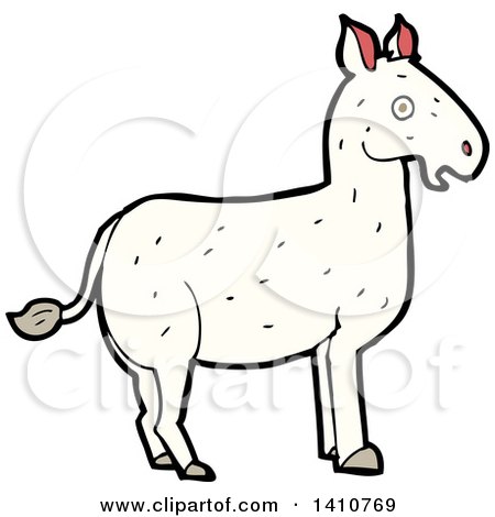 Clipart of a Cartoon White Donkey - Royalty Free Vector Illustration by lineartestpilot