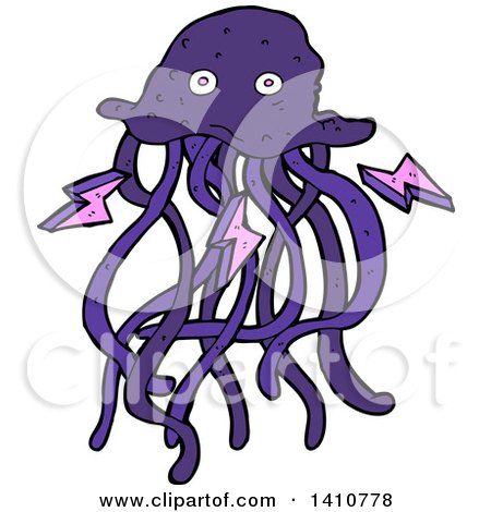 Clipart of a Jellyfish - Royalty Free Vector Illustration by lineartestpilot