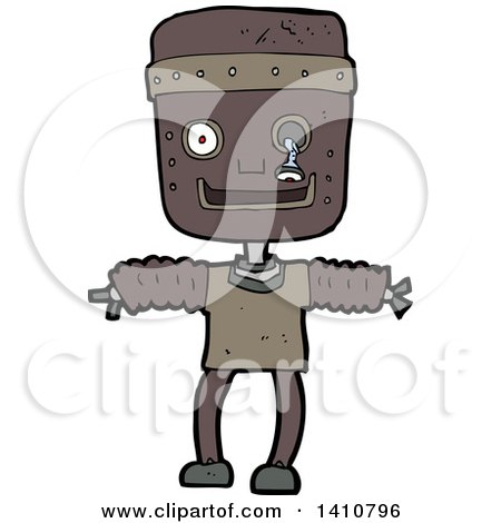 Clipart of a Cartoon Robot - Royalty Free Vector Illustration by lineartestpilot