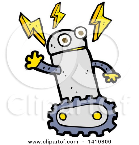 Clipart of a Cartoon Robot - Royalty Free Vector Illustration by lineartestpilot