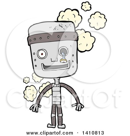 Clipart of a Cartoon Robot - Royalty Free Vector Illustration by lineartestpilot