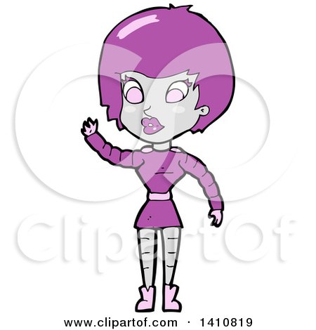 Clipart of a Cartoon Female Robot - Royalty Free Vector Illustration by lineartestpilot