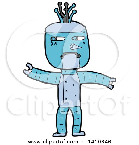 Clipart of a Cartoon Robot - Royalty Free Vector Illustration by lineartestpilot