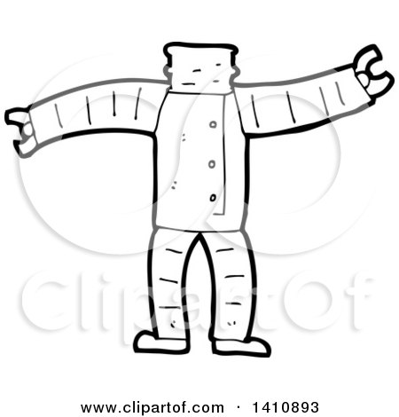 Clipart of a Cartoon Black and White Lineart Headless Robot Body - Royalty Free Vector Illustration by lineartestpilot