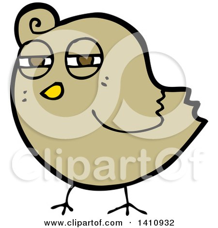 Clipart of a Cartoon Brown Bird - Royalty Free Vector Illustration by lineartestpilot