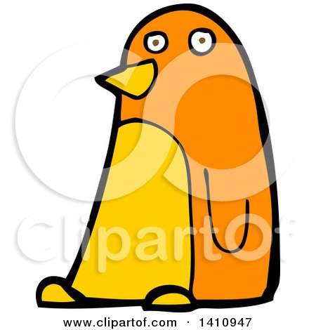 Clipart of a Cartoon Orange Penguin Bird - Royalty Free Vector Illustration by lineartestpilot