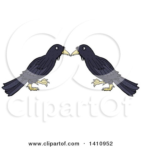 Clipart of a Cartoon Crow Bird Pair - Royalty Free Vector Illustration by lineartestpilot