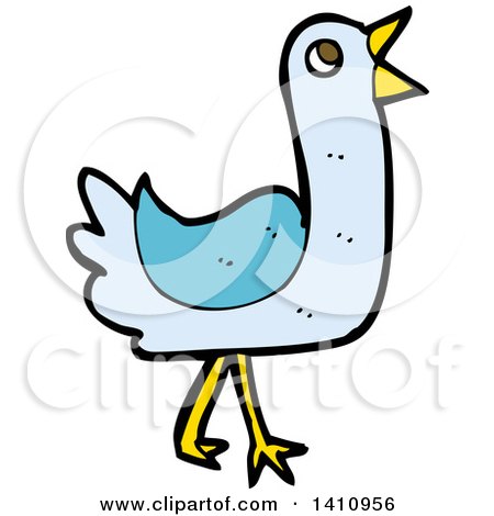 Clipart of a Cartoon Blue Bird - Royalty Free Vector Illustration by lineartestpilot