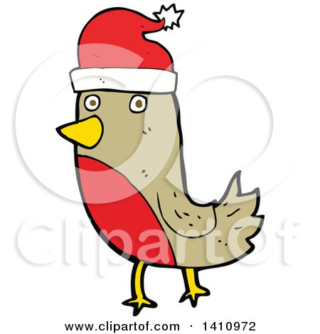 Clipart of a Cartoon Christmas Robin Bird - Royalty Free Vector Illustration by lineartestpilot