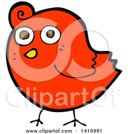 Clipart of a Cartoon Red Bird - Royalty Free Vector Illustration by lineartestpilot