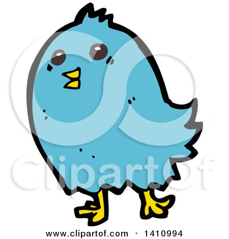 Clipart of a Cartoon Blue Bird - Royalty Free Vector Illustration by lineartestpilot