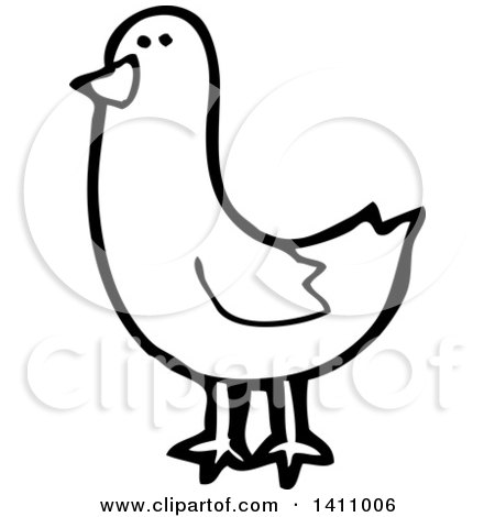 Clipart of a Cartoon Black and White Lineart Bird - Royalty Free Vector Illustration by lineartestpilot