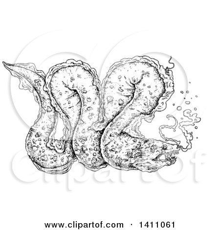 Clipart of a Black and White Eel - Royalty Free Vector Illustration by lineartestpilot