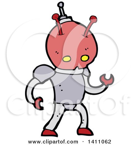 Clipart of a Cartoon Alien - Royalty Free Vector Illustration by lineartestpilot