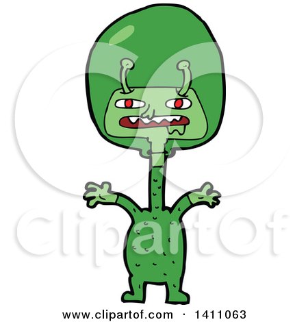 Clipart of a Cartoon Male Alien - Royalty Free Vector Illustration by lineartestpilot
