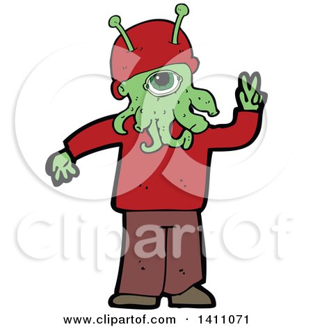 Clipart of a Cartoon Male Alien - Royalty Free Vector Illustration by lineartestpilot