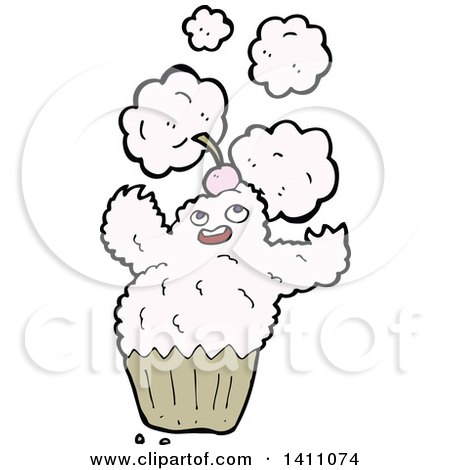 Clipart of a Cartoon Alien Cupcake - Royalty Free Vector Illustration by lineartestpilot