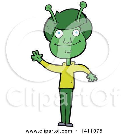 Clipart of a Cartoon Male Alien - Royalty Free Vector Illustration by lineartestpilot