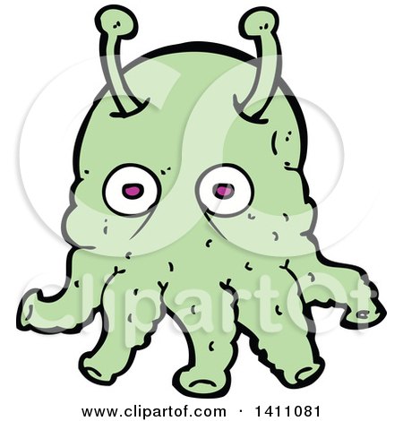 Clipart of a Cartoon Alien - Royalty Free Vector Illustration by lineartestpilot