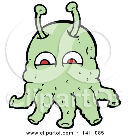 Clipart of a Cartoon Alien - Royalty Free Vector Illustration by