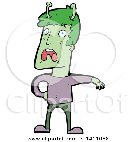 Clipart of a Cartoon Male Alien - Royalty Free Vector Illustration by lineartestpilot