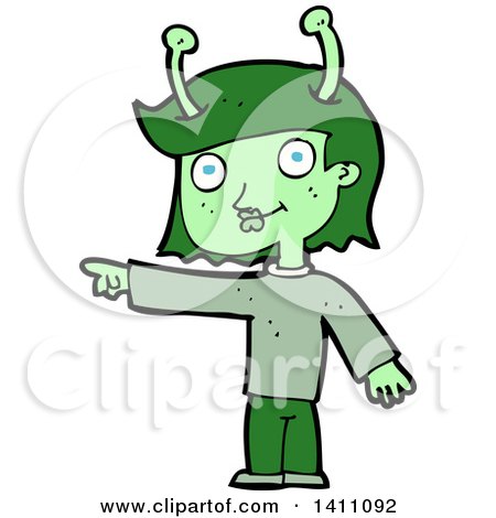 Clipart of a Cartoon Alien Girl - Royalty Free Vector Illustration by lineartestpilot