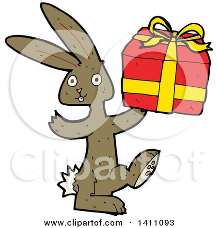 Clipart of a Cartoon Bunny Rabbit - Royalty Free Vector Illustration by lineartestpilot