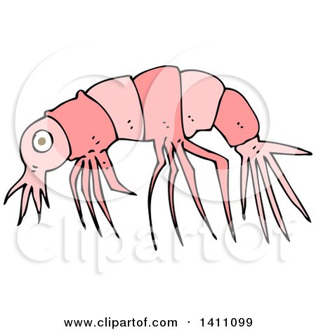 Clipart of a Cartoon Shrimp or Prawn - Royalty Free Vector Illustration by lineartestpilot