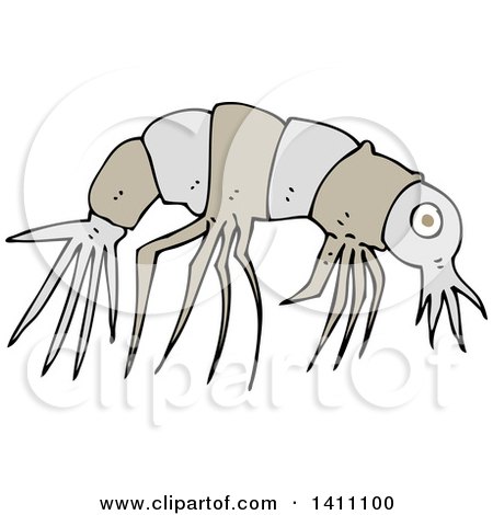 Clipart of a Cartoon Shrimp or Prawn - Royalty Free Vector Illustration by lineartestpilot
