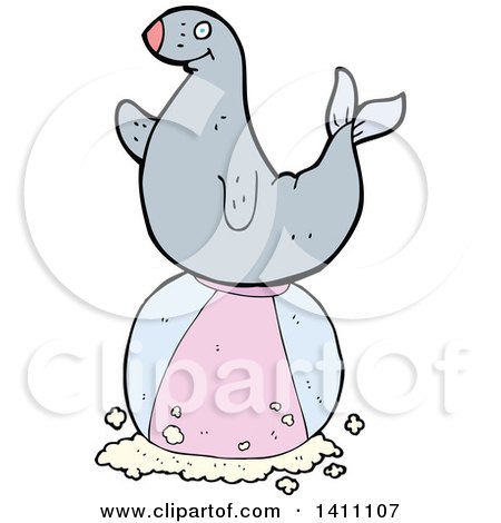 Clipart of a Cartoon Gray Seal - Royalty Free Vector Illustration by lineartestpilot