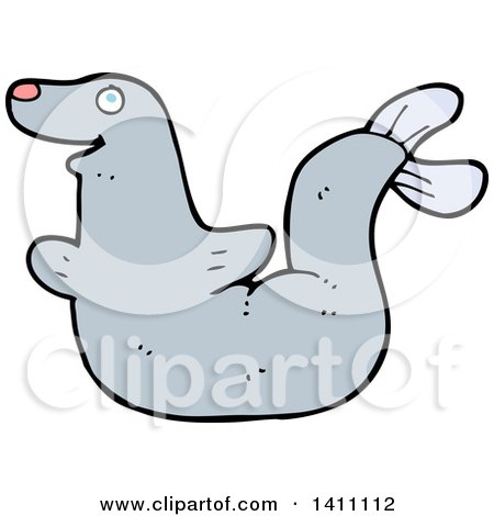 Clipart of a Cartoon Gray Seal - Royalty Free Vector Illustration by lineartestpilot
