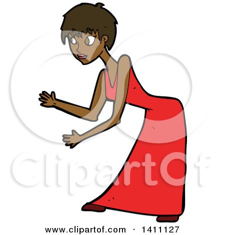 Clipart of a Cartoon Black Woman Dancing the Robot - Royalty Free Vector Illustration by lineartestpilot