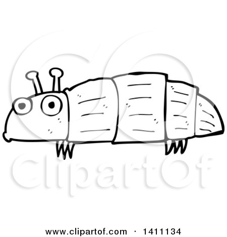 Clipart of a Cartoon Black and White Lineart Bug - Royalty Free Vector Illustration by lineartestpilot