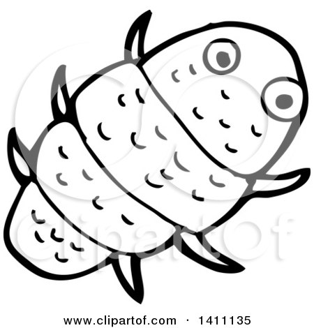 Clipart of a Cartoon Black and White Lineart Bug - Royalty Free Vector Illustration by lineartestpilot