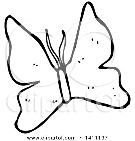 Clipart of a Cartoon Black and White Lineart Butterfly - Royalty Free Vector Illustration by lineartestpilot