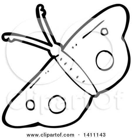 Clipart of a Cartoon Black and White Lineart Butterfly - Royalty Free Vector Illustration by lineartestpilot