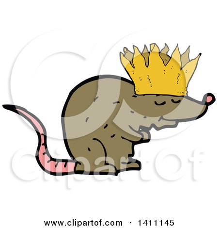 Clipart of a Cartoon Rat Wearing a Crown - Royalty Free Vector Illustration by lineartestpilot