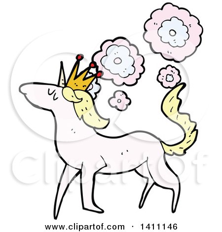 Clipart of a Cartoon Unicorn Horse - Royalty Free Vector Illustration by lineartestpilot