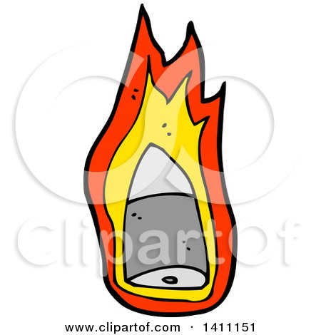 Clipart of a Flaming Bullet - Royalty Free Vector Illustration by lineartestpilot