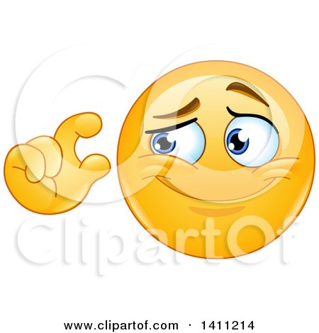 Clipart of a Cartoon Yellow Smiley Face Emoji Emoticon Gesturing a Small Measurement - Royalty Free Vector Illustration by yayayoyo
