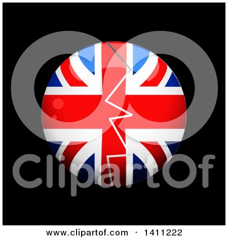 Clipart of a Broken British Flag Sphere on Black, Brexit - Royalty Free Vector Illustration by elaineitalia