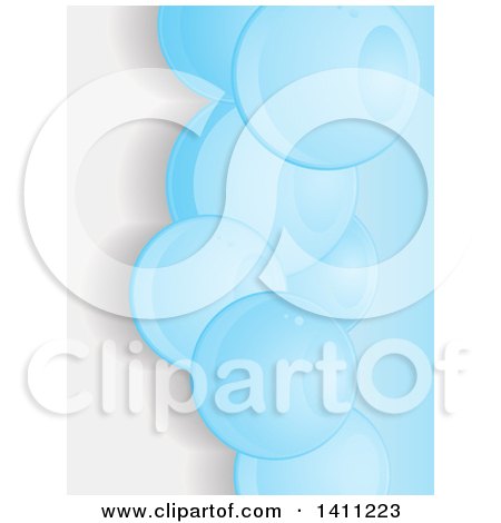 Clipart of a Background of Shiny Blue Bubbles over Gray - Royalty Free Vector Illustration by elaineitalia